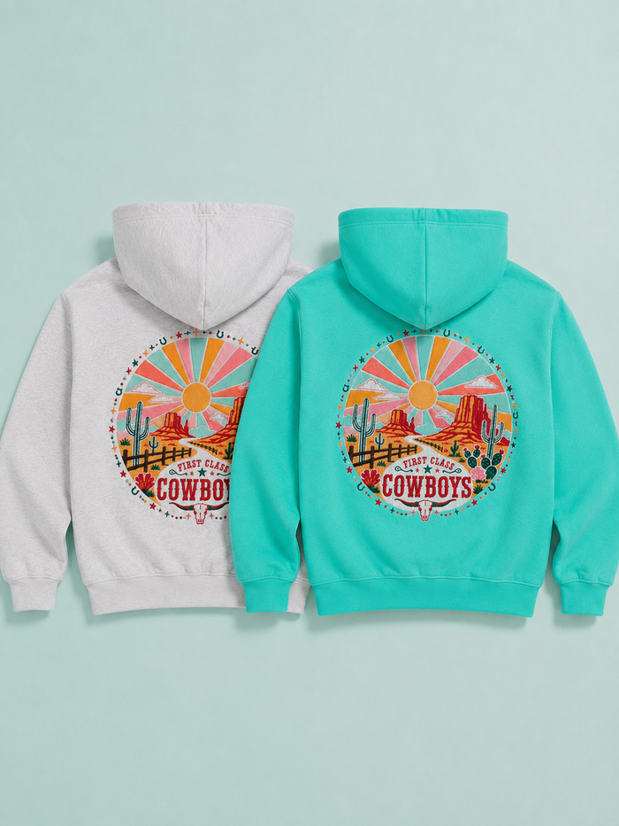 First Class Cowboys® Hoodie Turquoise/Oat