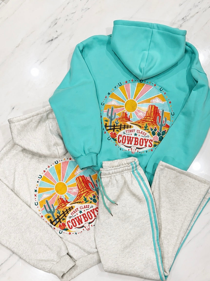 First Class Cowboys® Hoodie Turquoise/Oat