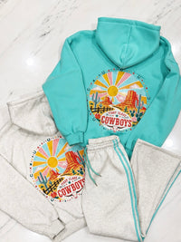 First Class Cowboys® Hoodie Turquoise/Oat