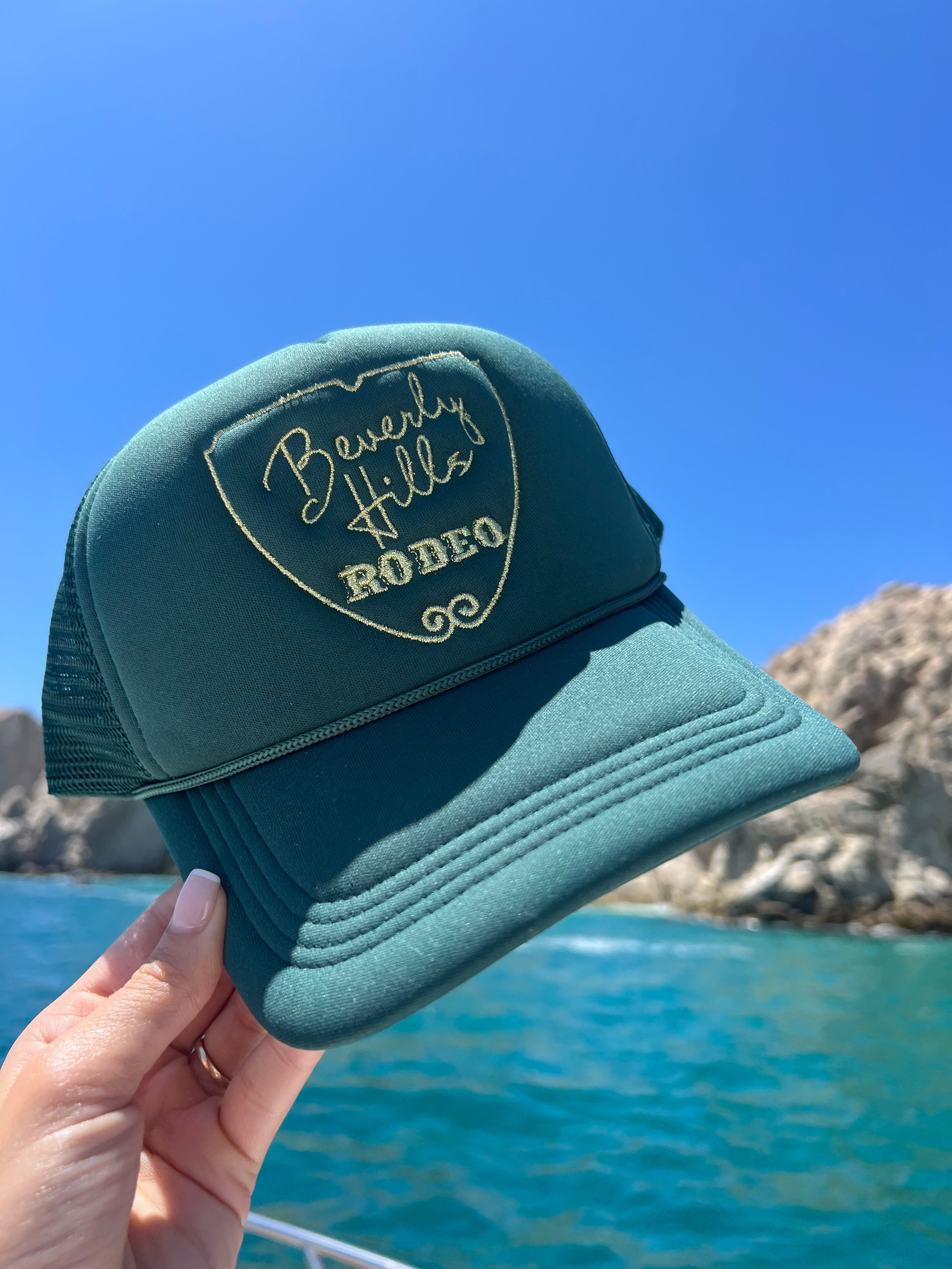 Beverly Hills Rodeo® Trucker Hat Green/Gold – First Class Cowboys