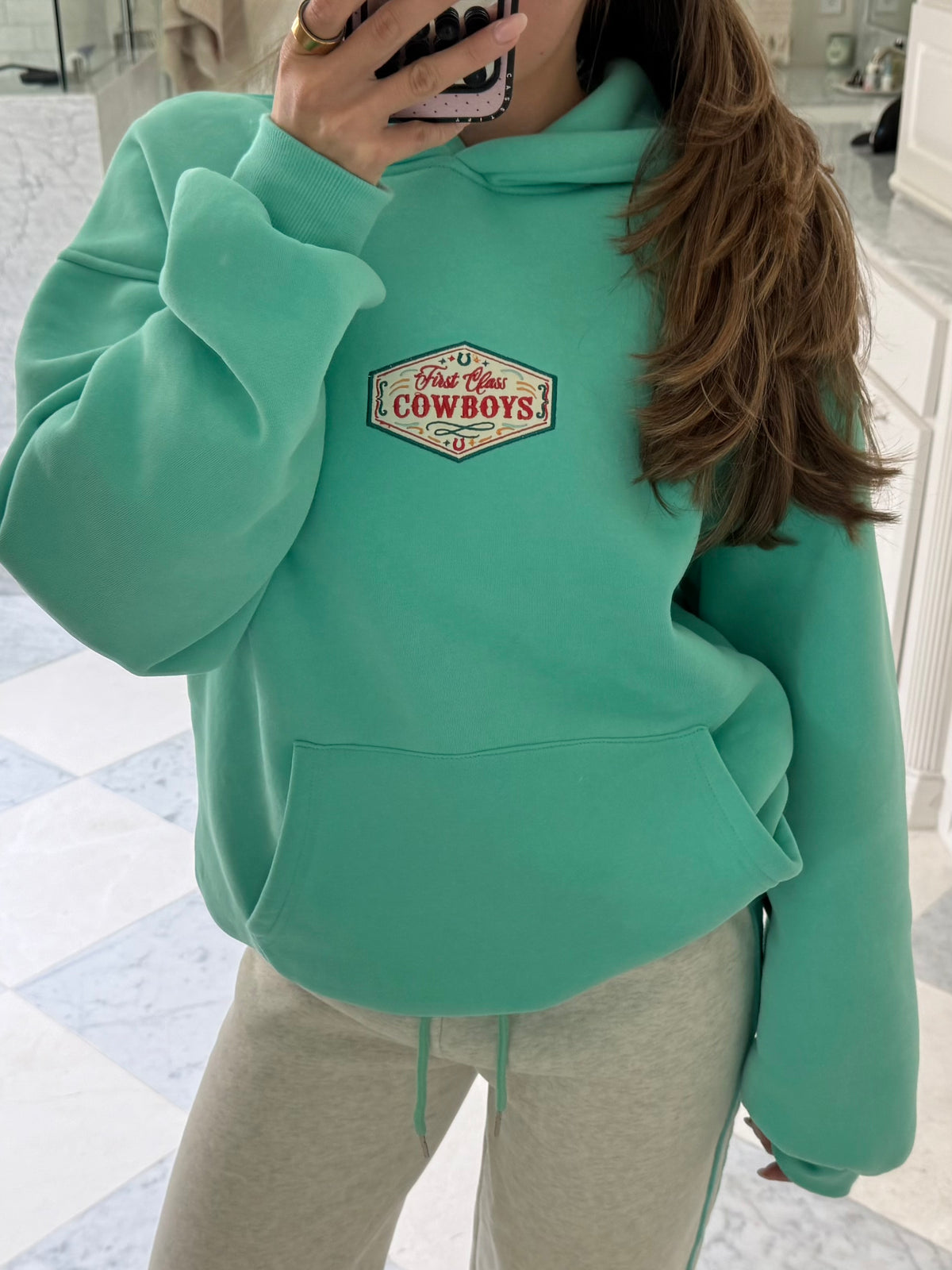 First Class Cowboys® Hoodie Turquoise/Oat